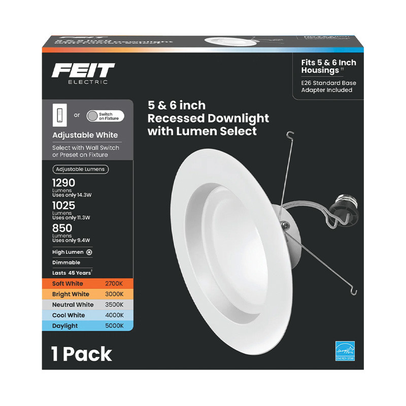 FEIT Enhance White 7.4" W Aluminum LED Dimmable Recessed Downlight 14.3 W