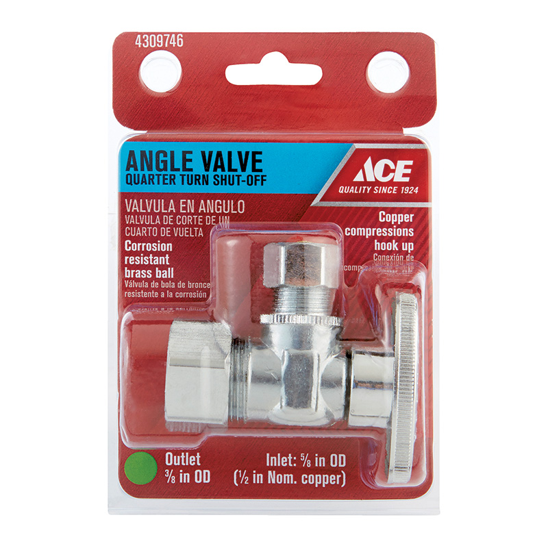 ACE® Angle Valve Quarter Turn Shut Off Valve, 1/2"