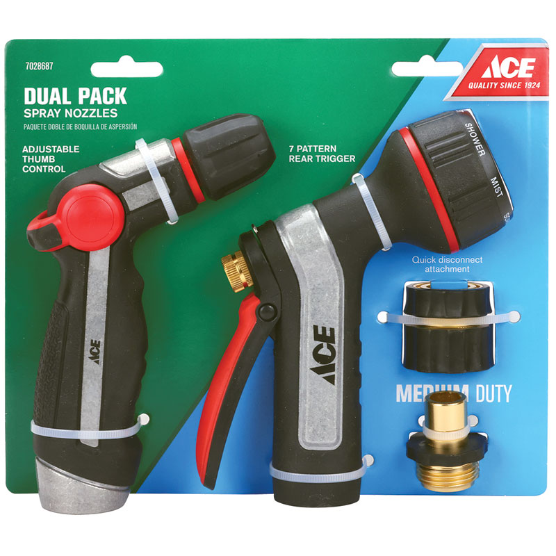 Ace® 7 Pattern Adjustable Shower & Stream Metal Hose Nozzle Set