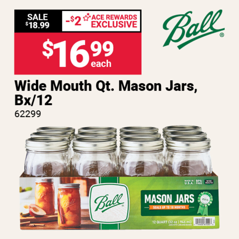 Ball® Quart Wide Mouth Mason Jars & Lids, Bx/12