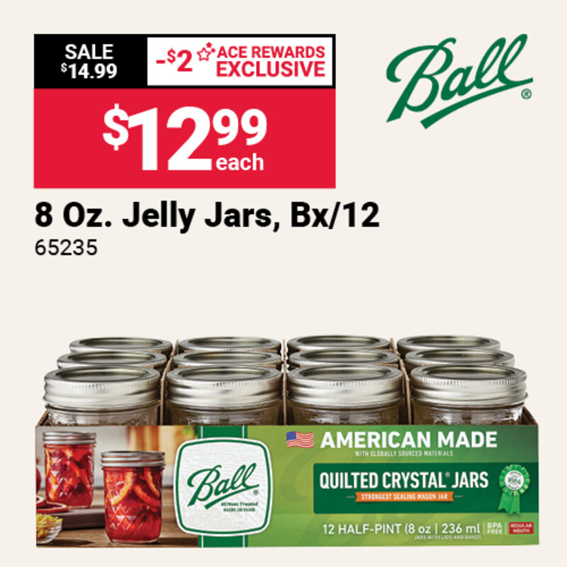 Ball® Half Pint Regular Mouth Mason Jars, Bx/12