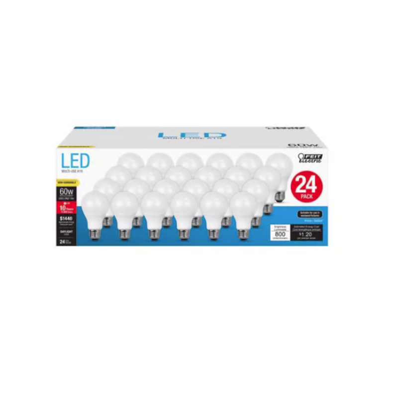 24 Pk. Feit Electric® 800 Lumen 5000K Non-Dimmable LED A19 Light Bulbs