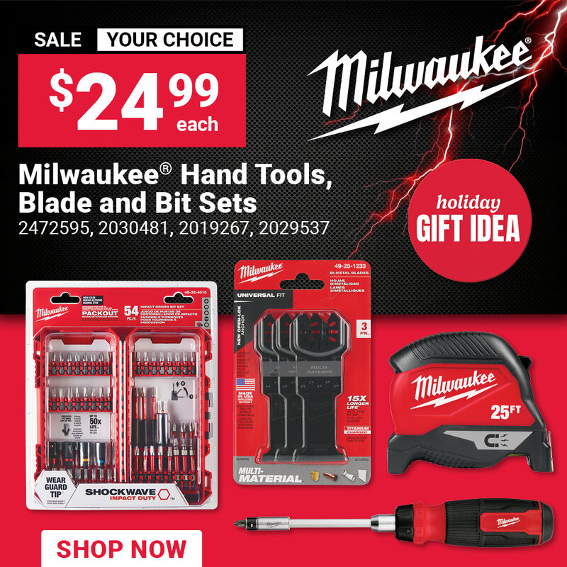 Select Milwaukee® Hand Tools, Blade, & Bit Sets